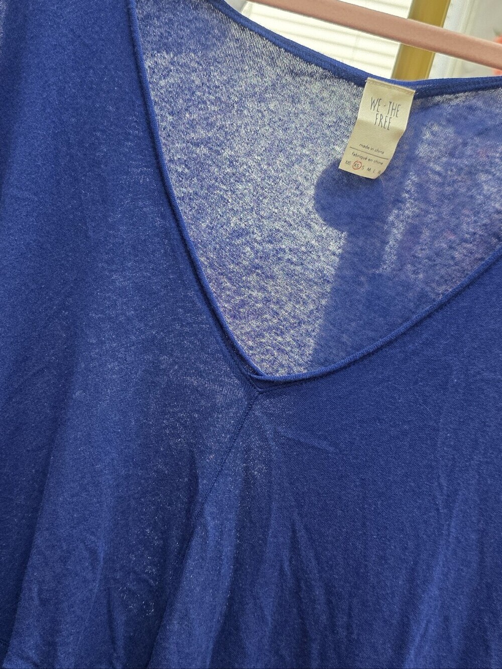 Free People We The Free Royal Blue V-Neck Tiered Sleeveless Tank Distressed XS - Picture 4 of 9